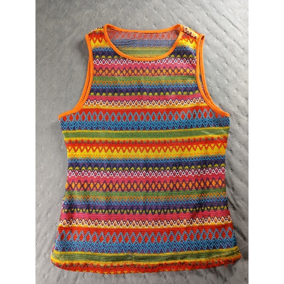 Tops - Unbranded Vintage Boho Multi Color Geometric Knit Sleeveless Tank S/XS